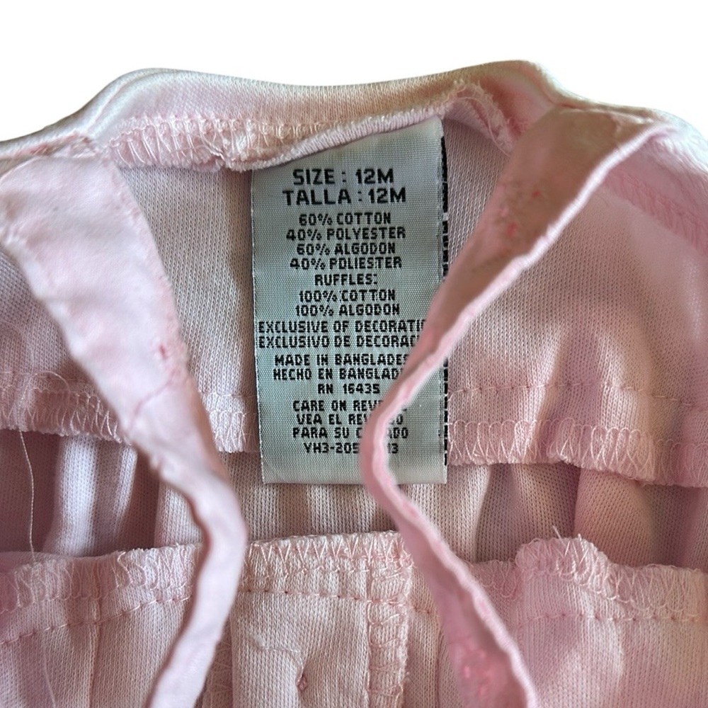 Young Hearts Pink Eyelet and Blue Denim Matching Set with Ruffles, size 12M - Picture 3 of 8
